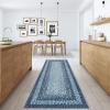 Garvee 9×12 Living Room Rug Braided Print Large Washable Braided Rug Non Slip Accent Braided Print Indoor Rustic Area Rug Border Carpet for Bedroom Home Decor (Grey)(Blue)