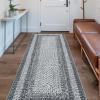 Garvee 9×12 Living Room Rug Braided Print Large Washable Braided Rug Non Slip Accent Braided Print Indoor Rustic Area Rug Border Carpet for Bedroom Home Decor (Grey)(Grey)