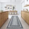 Garvee 9×12 Living Room Rug Braided Print Large Washable Braided Rug Non Slip Accent Braided Print Indoor Rustic Area Rug Border Carpet for Bedroom Home Decor (Grey)(Grey)