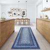 Garvee 9×12 Living Room Rug Braided Print Large Washable Braided Rug Non Slip Accent Braided Print Indoor Rustic Area Rug Border Carpet for Bedroom Home Decor (Grey)(Navy)