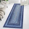 Garvee 9×12 Living Room Rug Braided Print Large Washable Braided Rug Non Slip Accent Braided Print Indoor Rustic Area Rug Border Carpet for Bedroom Home Decor (Grey)(Navy)