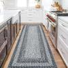 Garvee 9×12 Living Room Rug Braided Print Large Washable Braided Rug Non Slip Accent Braided Print Indoor Rustic Area Rug Border Carpet for Bedroom Home Decor (Grey)(Grey)