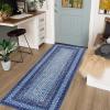 Garvee 9×12 Living Room Rug Braided Print Large Washable Braided Rug Non Slip Accent Braided Print Indoor Rustic Area Rug Border Carpet for Bedroom Home Decor (Grey)(Navy)