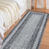 Garvee 9×12 Living Room Rug Braided Print Large Washable Braided Rug Non Slip Accent Braided Print Indoor Rustic Area Rug Border Carpet for Bedroom Home Decor (Grey)(Grey)