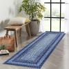 Garvee 9×12 Living Room Rug Braided Print Large Washable Braided Rug Non Slip Accent Braided Print Indoor Rustic Area Rug Border Carpet for Bedroom Home Decor (Grey)(Navy)