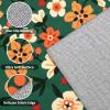 Garvee 9×12 Washable Rugs Low Pile Living Room Rug Boho Accent Rug Soft Bedroom Floor Carpet Modern Woven Print Rugs (Not Braid) Non Shedding Thin Foldable Floor Mats for Nursery Classroom, Green(Floral | Green)