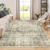 Garvee 9×12 Washable Rugs Low Pile Living Room Rug Boho Accent Rug Soft Bedroom Floor Carpet Modern Woven Print Rugs (Not Braid) Non Shedding Thin Foldable Floor Mats for Nursery Classroom, Green(Light Green)