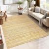 Garvee 9×12 Washable Rugs Low Pile Living Room Rug Boho Accent Rug Soft Bedroom Floor Carpet Modern Woven Print Rugs (Not Braid) Non Shedding Thin Foldable Floor Mats for Nursery Classroom, Green(Braided | Natural)