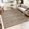 Garvee 9×12 Washable Rugs Low Pile Living Room Rug Boho Accent Rug Soft Bedroom Floor Carpet Modern Woven Print Rugs (Not Braid) Non Shedding Thin Foldable Floor Mats for Nursery Classroom, Green(Braided | Brown)