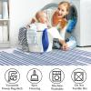 Garvee 9×12 Washable Rugs Low Pile Living Room Rug Boho Accent Rug Soft Bedroom Floor Carpet Modern Woven Print Rugs (Not Braid) Non Shedding Thin Foldable Floor Mats for Nursery Classroom, Green(Line | Blue)
