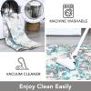 Garvee 9×12 Washable Rugs Low Pile Living Room Rug Boho Accent Rug Soft Bedroom Floor Carpet Modern Woven Print Rugs (Not Braid) Non Shedding Thin Foldable Floor Mats for Nursery Classroom, Green(Blue Gray)