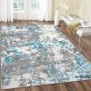 Garvee 9×12 Washable Rugs Low Pile Living Room Rug Boho Accent Rug Soft Bedroom Floor Carpet Modern Woven Print Rugs (Not Braid) Non Shedding Thin Foldable Floor Mats for Nursery Classroom, Green(Blue Gray)