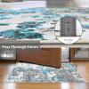 Garvee 9×12 Washable Rugs Low Pile Living Room Rug Boho Accent Rug Soft Bedroom Floor Carpet Modern Woven Print Rugs (Not Braid) Non Shedding Thin Foldable Floor Mats for Nursery Classroom, Green(Blue Gray)