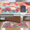 Garvee 9×12 Washable Rugs Low Pile Living Room Rug Boho Accent Rug Soft Bedroom Floor Carpet Modern Woven Print Rugs (Not Braid) Non Shedding Thin Foldable Floor Mats for Nursery Classroom, Green(Rose Red & Green)
