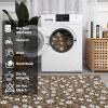 Garvee 9×12 Washable Rugs Low Pile Living Room Rug Boho Accent Rug Soft Bedroom Floor Carpet Modern Woven Print Rugs (Not Braid) Non Shedding Thin Foldable Floor Mats for Nursery Classroom, Green(Floral | Brown)