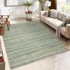 Garvee 9×12 Washable Rugs Low Pile Living Room Rug Boho Accent Rug Soft Bedroom Floor Carpet Modern Woven Print Rugs (Not Braid) Non Shedding Thin Foldable Floor Mats for Nursery Classroom, Green(Braided | Green)