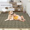 Garvee 9×12 Washable Rugs Low Pile Living Room Rug Boho Accent Rug Soft Bedroom Floor Carpet Modern Woven Print Rugs (Not Braid) Non Shedding Thin Foldable Floor Mats for Nursery Classroom, Green(Knit Print | Taupe)