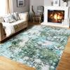 Garvee 9×12 Washable Rugs Low Pile Living Room Rug Boho Accent Rug Soft Bedroom Floor Carpet Modern Woven Print Rugs (Not Braid) Non Shedding Thin Foldable Floor Mats for Nursery Classroom, Green(Green Gray)