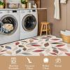 Garvee 9×12 Washable Rugs Low Pile Living Room Rug Boho Accent Rug Soft Bedroom Floor Carpet Modern Woven Print Rugs (Not Braid) Non Shedding Thin Foldable Floor Mats for Nursery Classroom, Green(Leaf | Beige & Red)