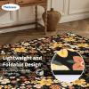 Garvee 9×12 Washable Rugs Low Pile Living Room Rug Boho Accent Rug Soft Bedroom Floor Carpet Modern Woven Print Rugs (Not Braid) Non Shedding Thin Foldable Floor Mats for Nursery Classroom, Green(Floral | Black)