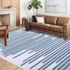 Garvee 9×12 Washable Rugs Low Pile Living Room Rug Boho Accent Rug Soft Bedroom Floor Carpet Modern Woven Print Rugs (Not Braid) Non Shedding Thin Foldable Floor Mats for Nursery Classroom, Green(Line | Blue)