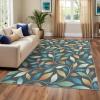 Garvee 9×12 Washable Rugs Low Pile Living Room Rug Boho Accent Rug Soft Bedroom Floor Carpet Modern Woven Print Rugs (Not Braid) Non Shedding Thin Foldable Floor Mats for Nursery Classroom, Green(Leaf | Gray & Green)