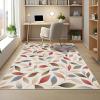 Garvee 9×12 Washable Rugs Low Pile Living Room Rug Boho Accent Rug Soft Bedroom Floor Carpet Modern Woven Print Rugs (Not Braid) Non Shedding Thin Foldable Floor Mats for Nursery Classroom, Green(Leaf | Beige & Red)