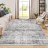 Garvee 9×12 Washable Rugs Low Pile Living Room Rug Boho Accent Rug Soft Bedroom Floor Carpet Modern Woven Print Rugs (Not Braid) Non Shedding Thin Foldable Floor Mats for Nursery Classroom, Green(Beige Grey)