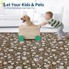 Garvee 9×12 Washable Rugs Low Pile Living Room Rug Boho Accent Rug Soft Bedroom Floor Carpet Modern Woven Print Rugs (Not Braid) Non Shedding Thin Foldable Floor Mats for Nursery Classroom, Green(Floral | Brown)