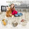 Garvee Area Rug 5×7 Machine Washable Rugs Non Slip Low Pile Abstract Print Modern Carpet Stain Resistant Non Shedding Accent Rugs for Living Room Bedroom Dining Room, Red(Abstract|camel)