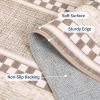Garvee Area Rug 5×7, No Slip Washable, Modern Checkered Pattern Area Rug, Low-Pile Design Rug, Under Bed Carpet, for Living Room Bedroom Dining Room, Grey(Brown)
