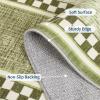 Garvee Area Rug 5×7, No Slip Washable, Modern Checkered Pattern Area Rug, Low-Pile Design Rug, Under Bed Carpet, for Living Room Bedroom Dining Room, Grey(Green)