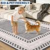 Garvee Area Rug 5×7, No Slip Washable, Modern Checkered Pattern Area Rug, Low-Pile Design Rug, Under Bed Carpet, for Living Room Bedroom Dining Room, Grey(Grey)