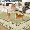 Garvee Area Rug 5×7, No Slip Washable, Modern Checkered Pattern Area Rug, Low-Pile Design Rug, Under Bed Carpet, for Living Room Bedroom Dining Room, Grey(Green)