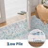 Garvee Area Rug 8×10 for Living Room, Washable Non Slip Low Pile Rugs, Floral Soft Carpet for Living Room, Bedroom, Dining Room, Pink(Blue)