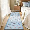 Garvee Area Rug 9×12, No Slip Washable, Modern Butterfly Pattern Area Rug, Low-Pile Design Rug, Under Bed Carpet, for Living Room Bedroom Dining Room, Black(Light Blue)