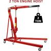 Garvee Engine Hoist, 2 Ton Folding Cherry Picker Shop Crane Hoist Lift, Heavy Duty Hydraulic Engine Crane with 6 Casters, Engine Hoist Lever for Engine Lifting Loading (4400 LBS)