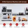 Garvee Espresso Machine with Grinder, Milk Frother Wand, 1450W, 20 Bar Professional Espresso Maker with Barista Kit, 2.8 L Water Tank for Cappuccinos or Macchiatos