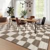 Garvee Extra Large 9×12 Washable Rug with Non Slip Backing Modern Floral Print Rug Non Shedding Stain Resistant Carpet Contemporary Farmhouse Rugs Low Pile Foldable Thin Mat for Living Room, Beige(Checkered|brown)