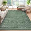 Garvee Extra Large 9×12 Washable Rug with Non Slip Backing Modern Floral Print Rug Non Shedding Stain Resistant Carpet Contemporary Farmhouse Rugs Low Pile Foldable Thin Mat for Living Room, Beige(Plaid|green)