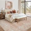 Garvee Extra Large 9×12 Washable Rug with Non Slip Backing Modern Floral Print Rug Non Shedding Stain Resistant Carpet Contemporary Farmhouse Rugs Low Pile Foldable Thin Mat for Living Room, Beige(Floral|pink)