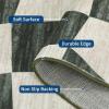 Garvee Extra Large 9×12 Washable Rug with Non Slip Backing Modern Floral Print Rug Non Shedding Stain Resistant Carpet Contemporary Farmhouse Rugs Low Pile Foldable Thin Mat for Living Room, Beige(Checkered|green)