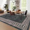 Garvee Extra Large 9×12 Washable Rug with Non Slip Backing Modern Floral Print Rug Non Shedding Stain Resistant Carpet Contemporary Farmhouse Rugs Low Pile Foldable Thin Mat for Living Room, Beige(Bordered|brown)
