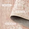 Garvee Extra Large 9×12 Washable Rug with Non Slip Backing Modern Floral Print Rug Non Shedding Stain Resistant Carpet Contemporary Farmhouse Rugs Low Pile Foldable Thin Mat for Living Room, Beige(Floral|pink)