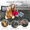Garvee Extra Large 9×12 Washable Rug with Non Slip Backing Modern Floral Print Rug Non Shedding Stain Resistant Carpet Contemporary Farmhouse Rugs Low Pile Foldable Thin Mat for Living Room, Beige(Floral|black)