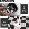 Garvee Extra Large 9×12 Washable Rug with Non Slip Backing Modern Floral Print Rug Non Shedding Stain Resistant Carpet Contemporary Farmhouse Rugs Low Pile Foldable Thin Mat for Living Room, Beige(Checkered|dark Blue)