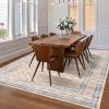 Garvee Extra Large Carpet Rug 10×13 Washable Rug with Braided Print for Living Room Bedroom, Foldable Non-Slip Low-Pile Stain Resistant Carpet for Playroom Dinning Room Apartment, Brown(Checked-beige)
