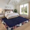 Garvee Extra Large Carpet Rug 10×13 Washable Rug with Braided Print for Living Room Bedroom, Foldable Non-Slip Low-Pile Stain Resistant Carpet for Playroom Dinning Room Apartment, Brown(Wide Border-navy)