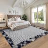 Garvee Extra Large Carpet Rug 10×13 Washable Rug with Braided Print for Living Room Bedroom, Foldable Non-Slip Low-Pile Stain Resistant Carpet for Playroom Dinning Room Apartment, Brown(Wide Border-grey)