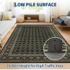 Garvee Extra Large Carpet Rug 10×13 Washable Rug with Braided Print for Living Room Bedroom, Foldable Non-Slip Low-Pile Stain Resistant Carpet for Playroom Dinning Room Apartment, Brown(Checked-black)